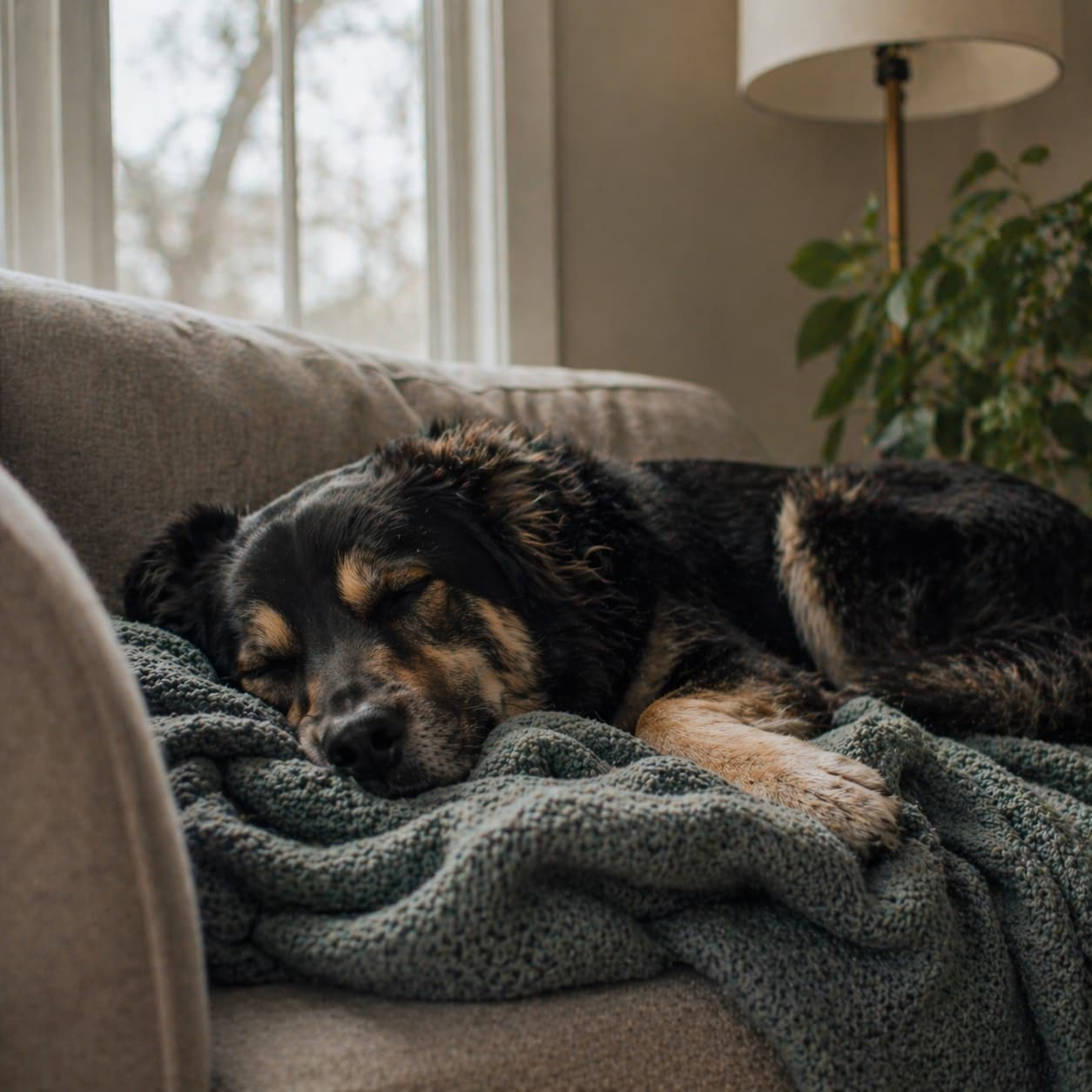 A dog curled up asleep — the 48–72h decompression window that trigger stacking is about