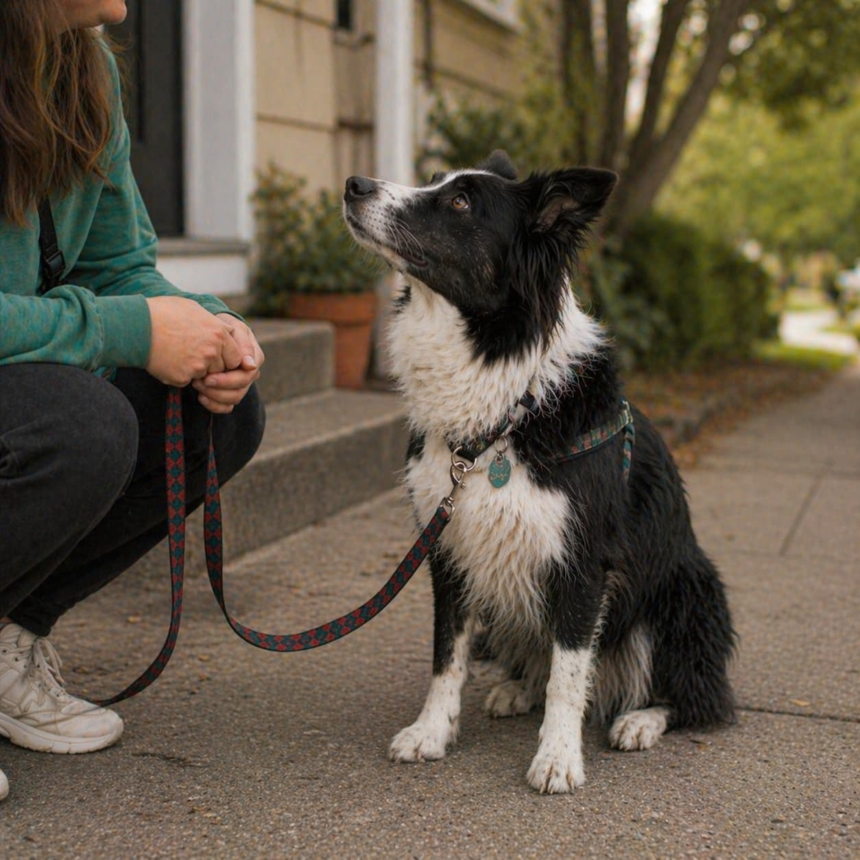 A calm handler giving a fearful dog the time and distance it is asking for